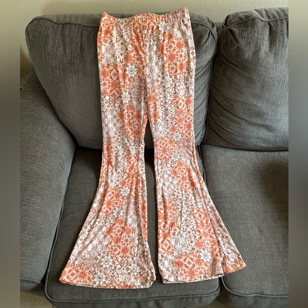 Forever Orange print bell bottoms